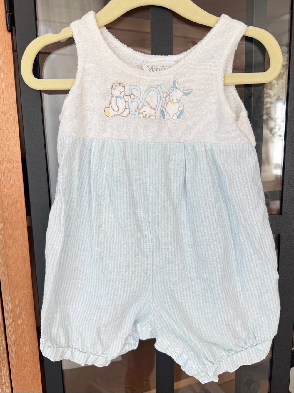 Vintage 90s Carter’s baby boy embroidered bubble romper terry teddy bear onesie